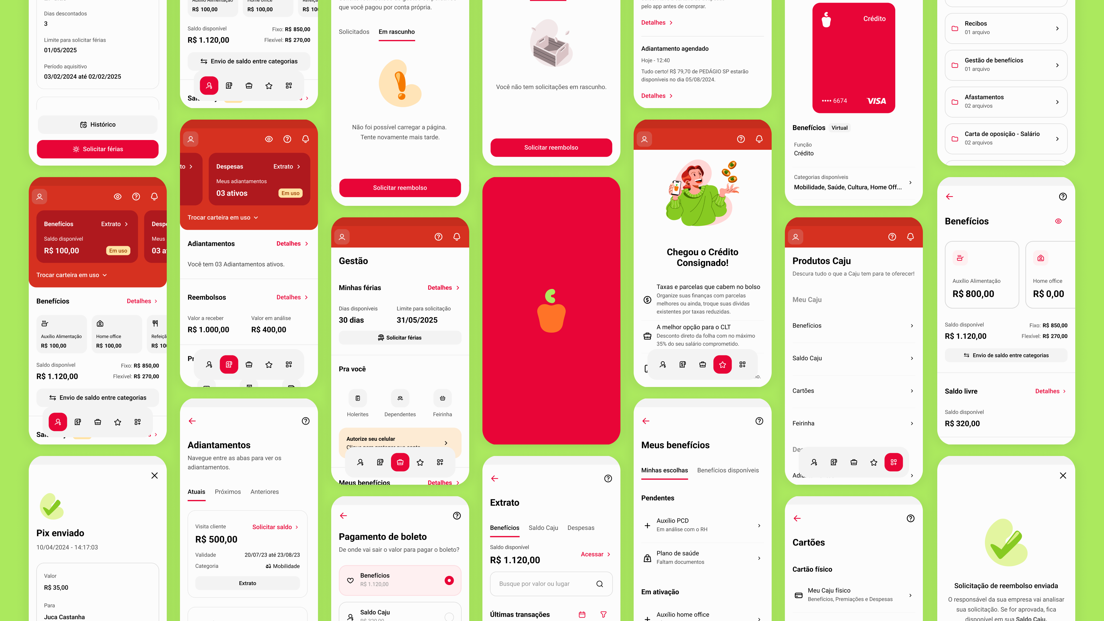 Caju app screens