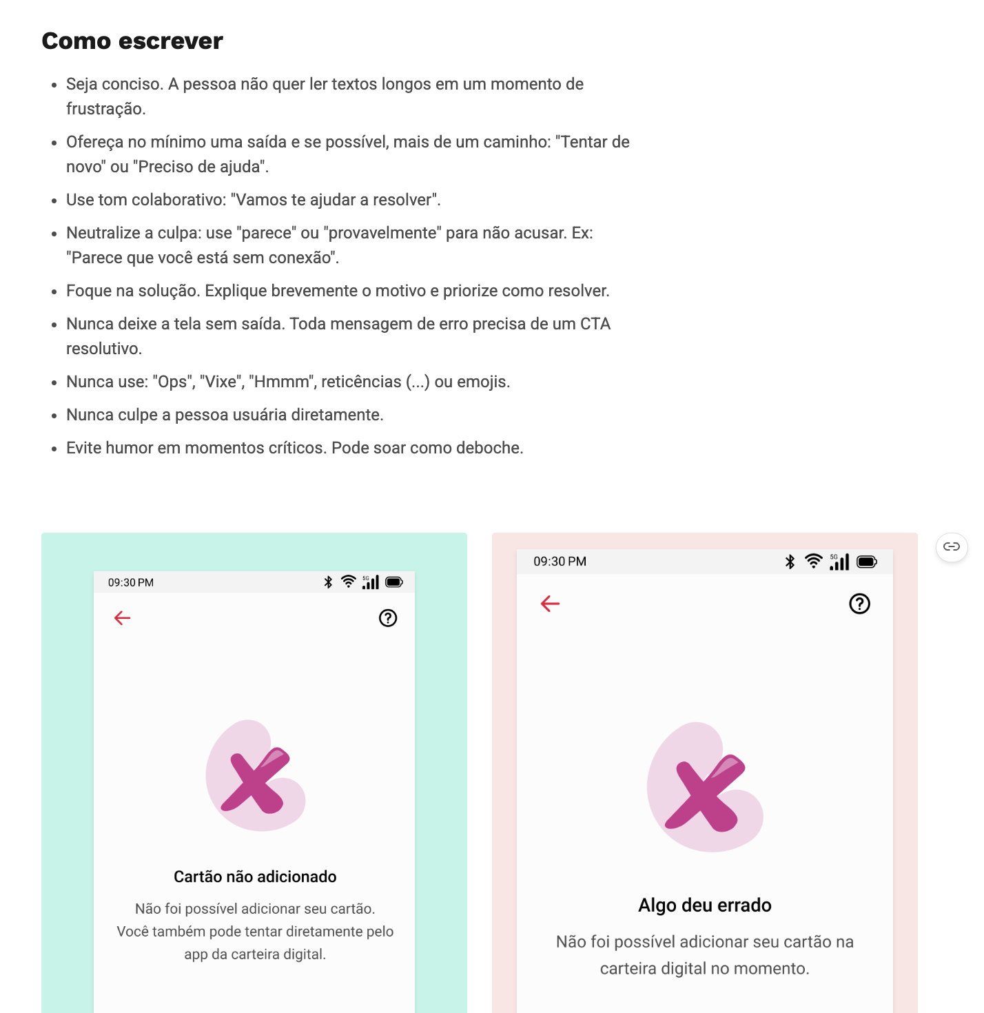Guidelines for writing feedback pages