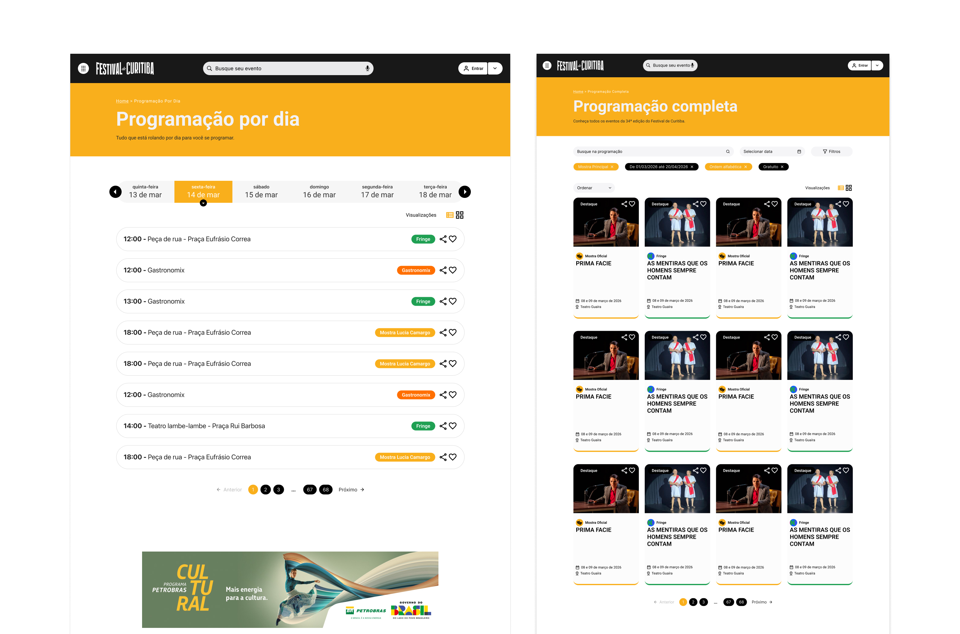 New schedule pages: by day and full schedule